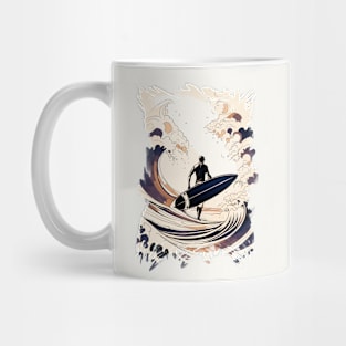 Vintage Surfing in the Summer Pop Art Abstract Illustration Mug